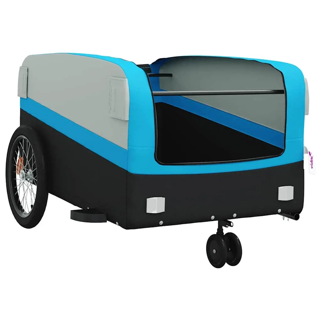 Heavy Duty Bike Trailer Iron Construction Cargo Cart Blue Maximum Load 45kg