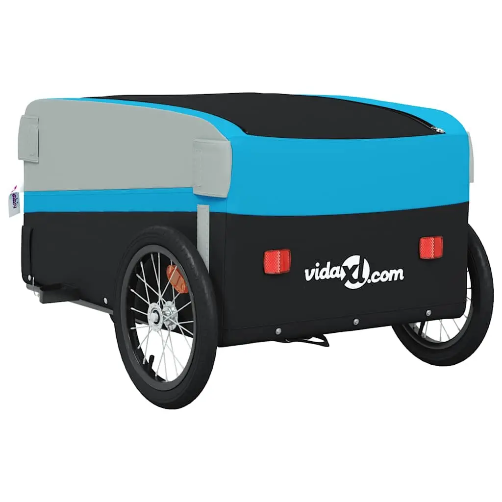 Heavy Duty Bike Trailer Iron Construction Cargo Cart Blue Maximum Load 45kg