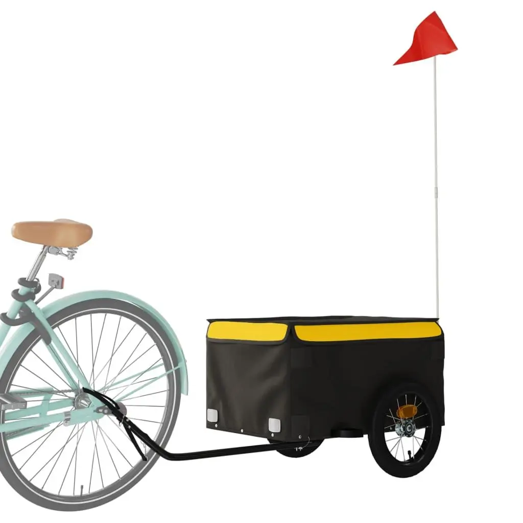 Bike Cargo Trailer Yellow Heavy Duty Iron Construction for Bicycle Transport