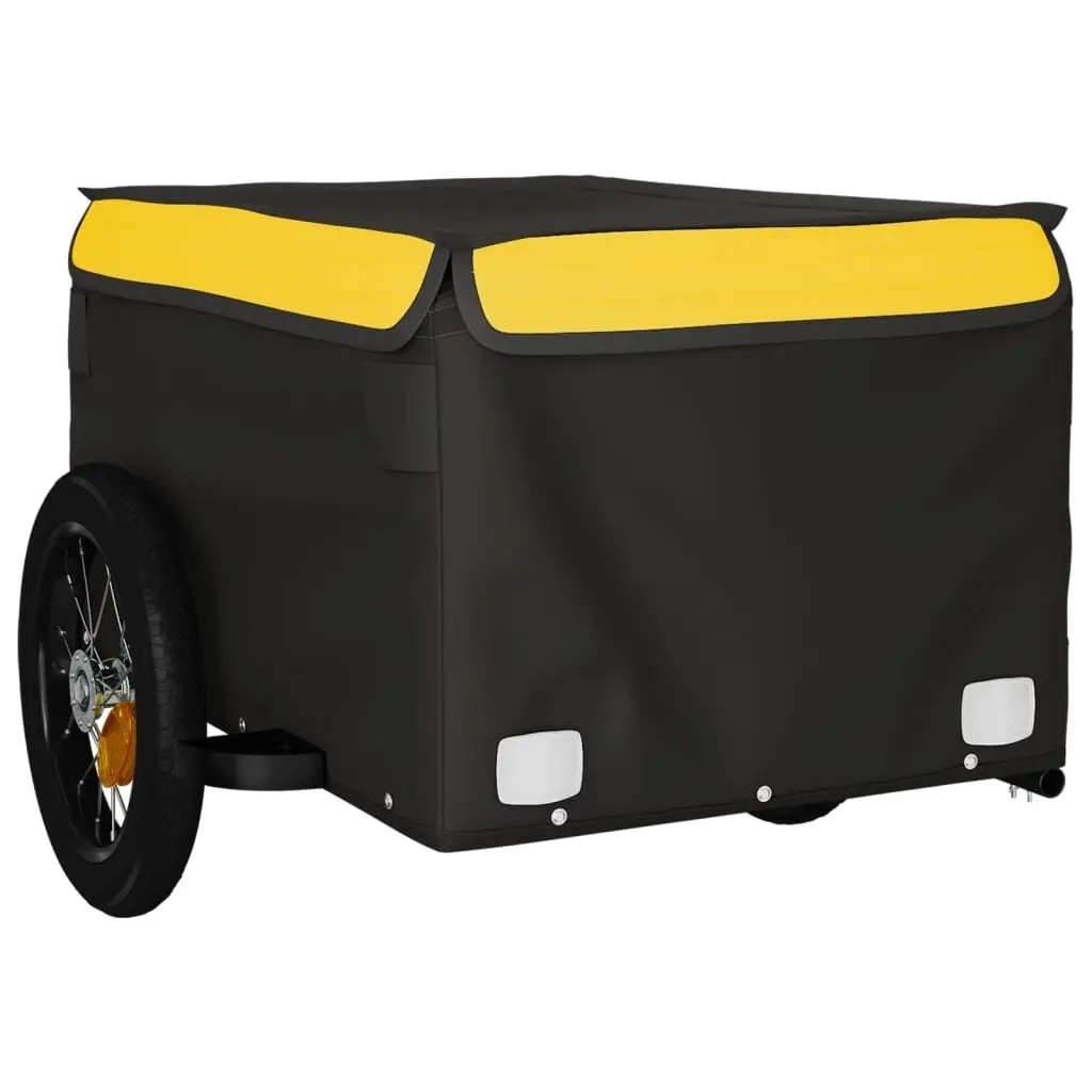 Bike Cargo Trailer Yellow Heavy Duty Iron Construction for Bicycle Transport