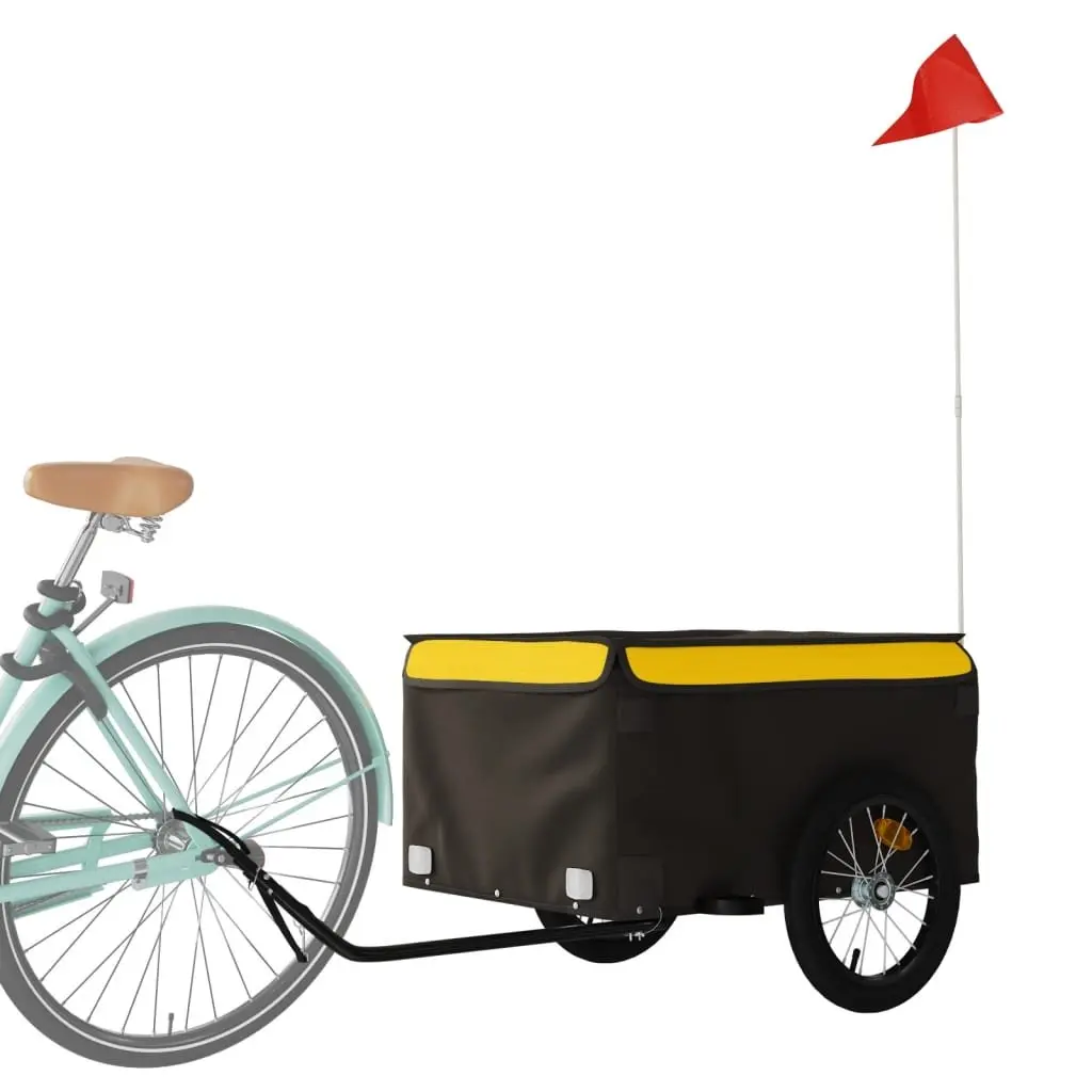 Bike Trailer Iron Heavy Duty 45kg Load Capacity Yellow and Black