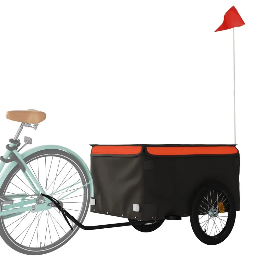 Bike Trailer Iron 45kg Black Cargo Cart Heavy Load Bicycle Hauler Tow Bar