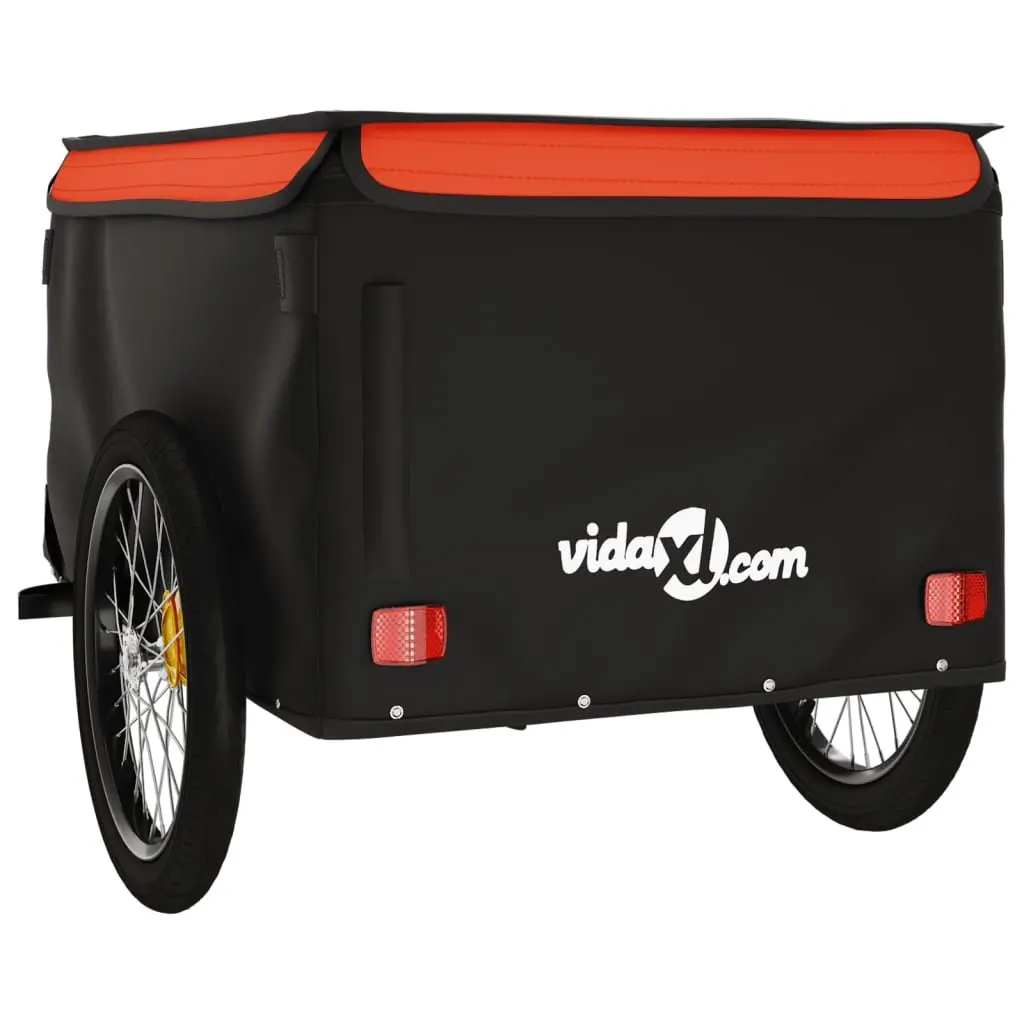 Bike Trailer Iron 45kg Black Cargo Cart Heavy Load Bicycle Hauler Tow Bar
