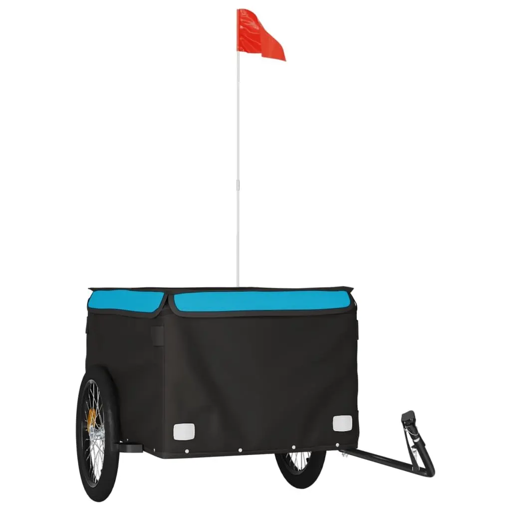 Bike Trailer Iron Heavy Duty Cargo Cart Blue 45kg Capacity