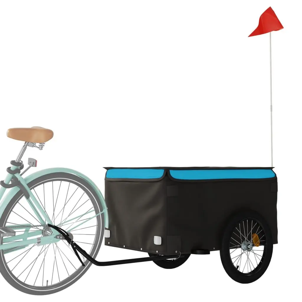 Bike Trailer Iron Heavy Duty Cargo Cart Blue 45kg Capacity