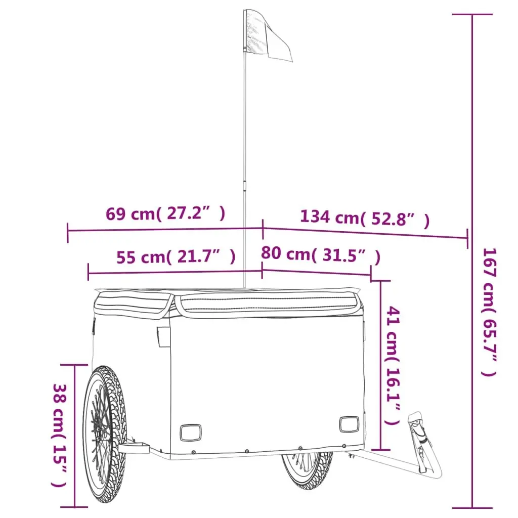 Bike Trailer Iron Heavy Duty Cargo Cart Blue 45kg Capacity