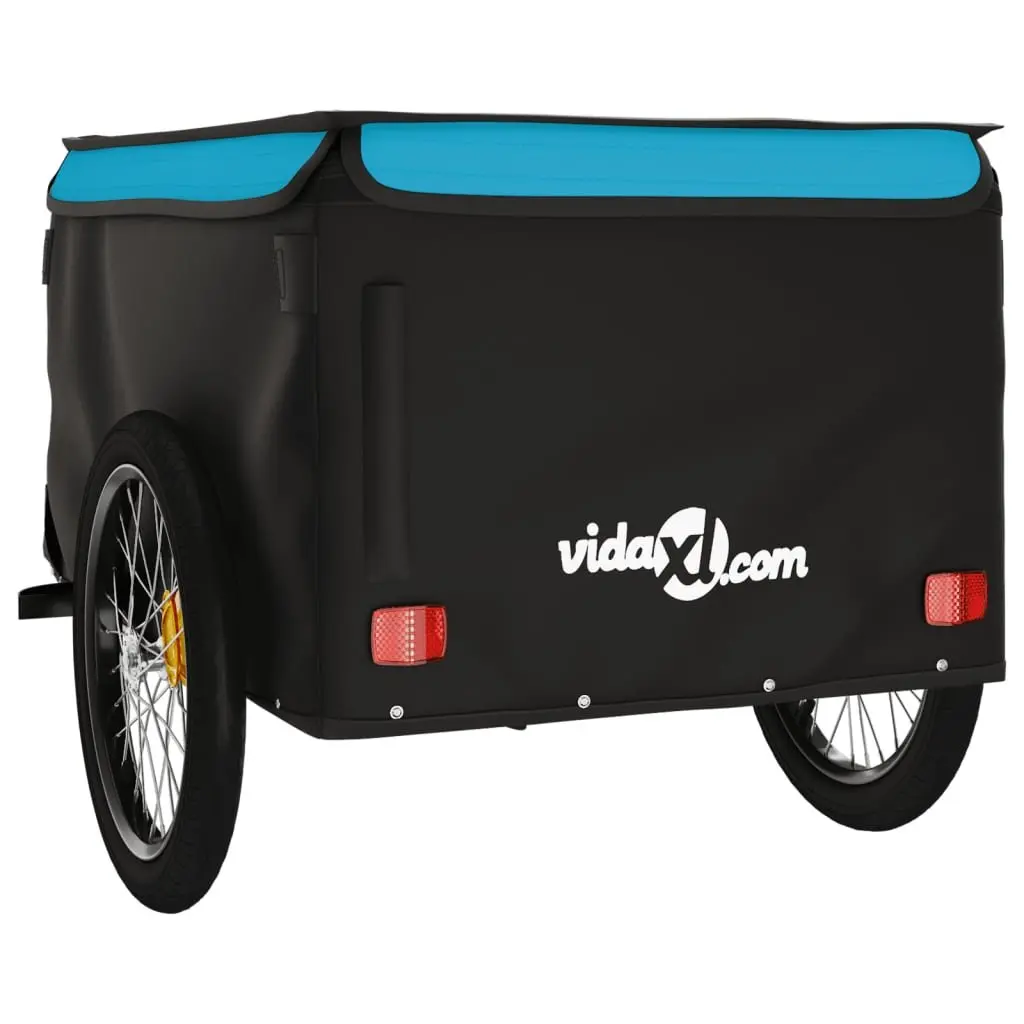 Bike Trailer Iron Heavy Duty Cargo Cart Blue 45kg Capacity