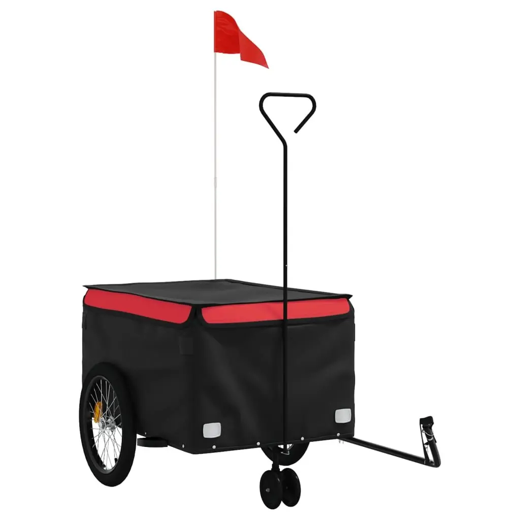 Bicycle Cargo Trailer Iron Heavy Duty 45kg Load Capacity Red