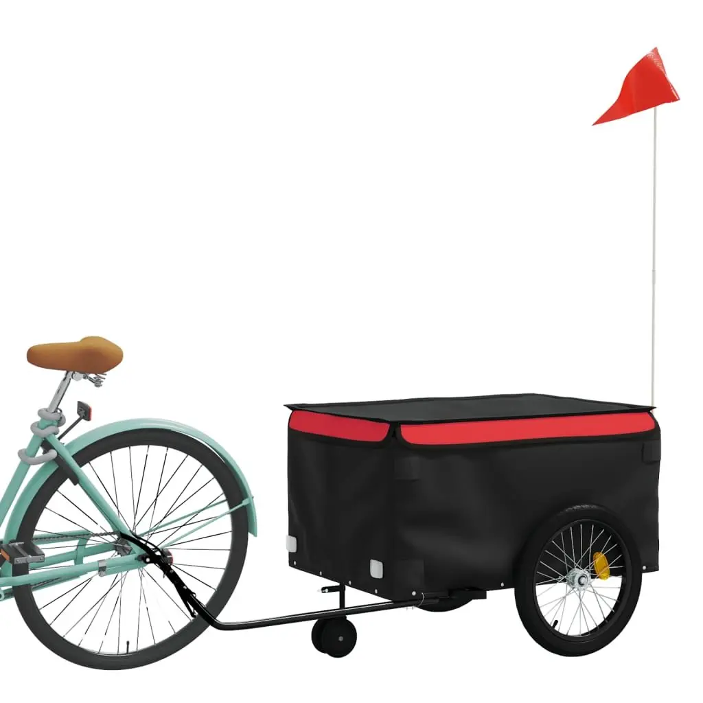 Bicycle Cargo Trailer Iron Heavy Duty 45kg Load Capacity Red