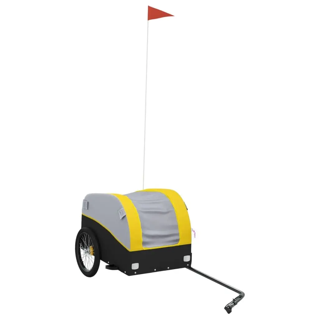 Bike Trailer 30 kg Load Capacity Cargo Cart Bicycle Hauling Yellow Black Iron