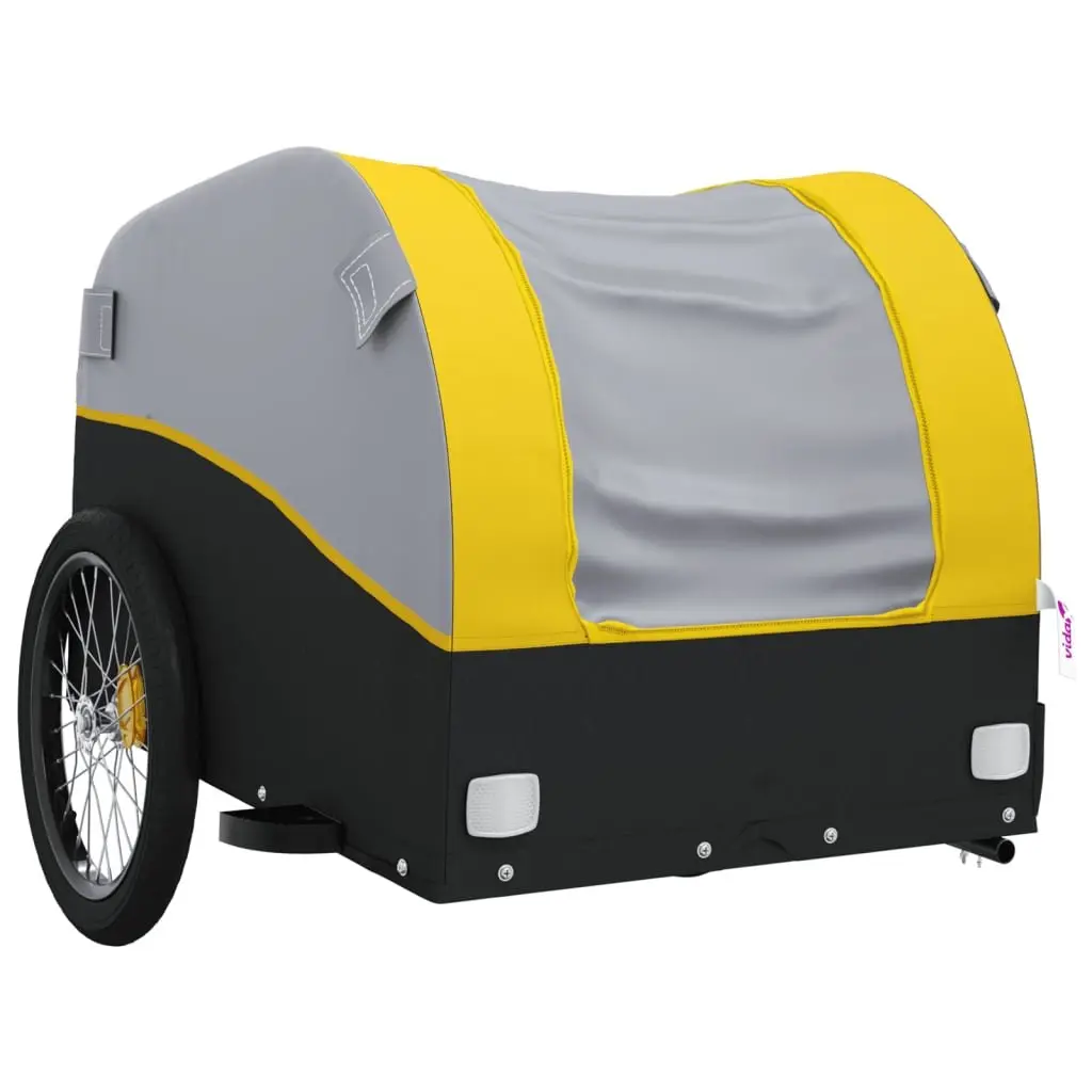 Bike Trailer 30 kg Load Capacity Cargo Cart Bicycle Hauling Yellow Black Iron