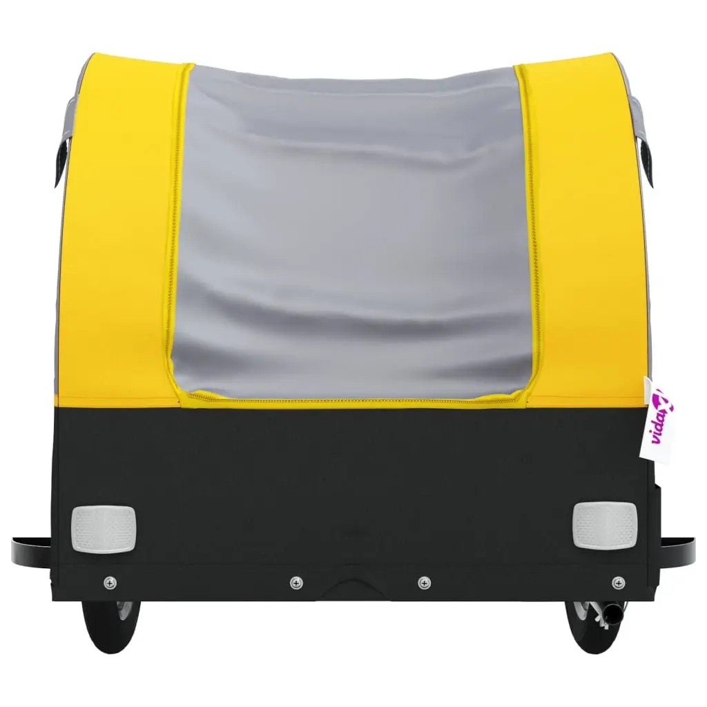 Bike Trailer 30 kg Load Capacity Cargo Cart Bicycle Hauling Yellow Black Iron