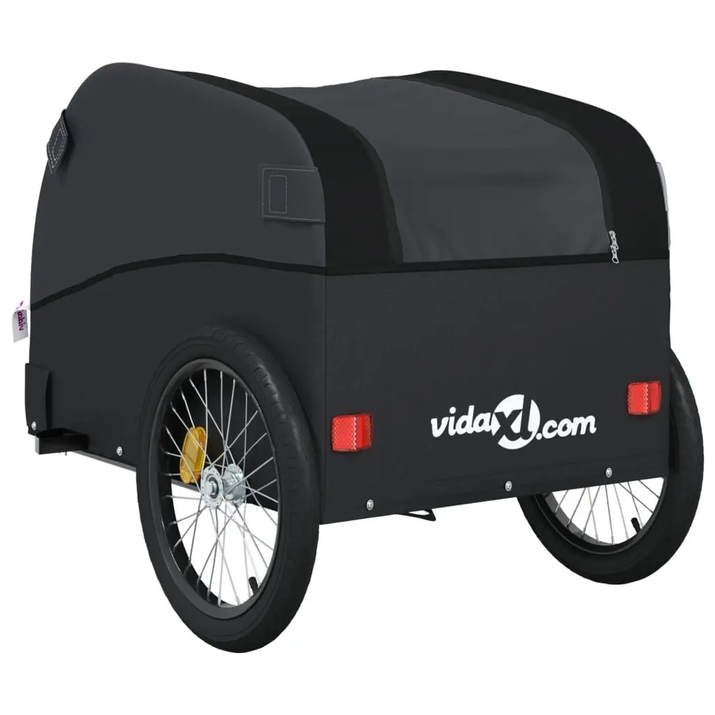 Bike Trailer Black Heavy Duty Cargo Hauler 45kg Load Capacity Bicycle Tow