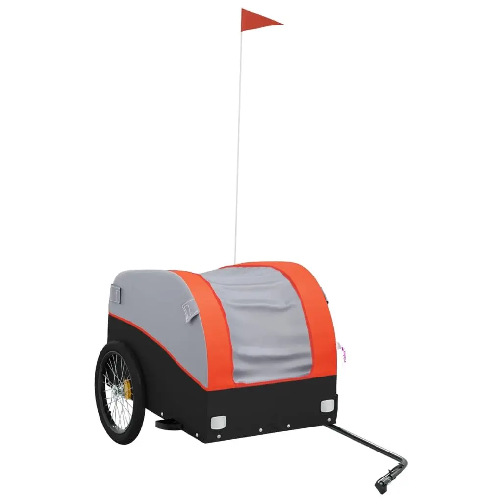 Bike Trailer 45kg Load Capacity Iron Frame Orange Black Cargo Hauling Cycling