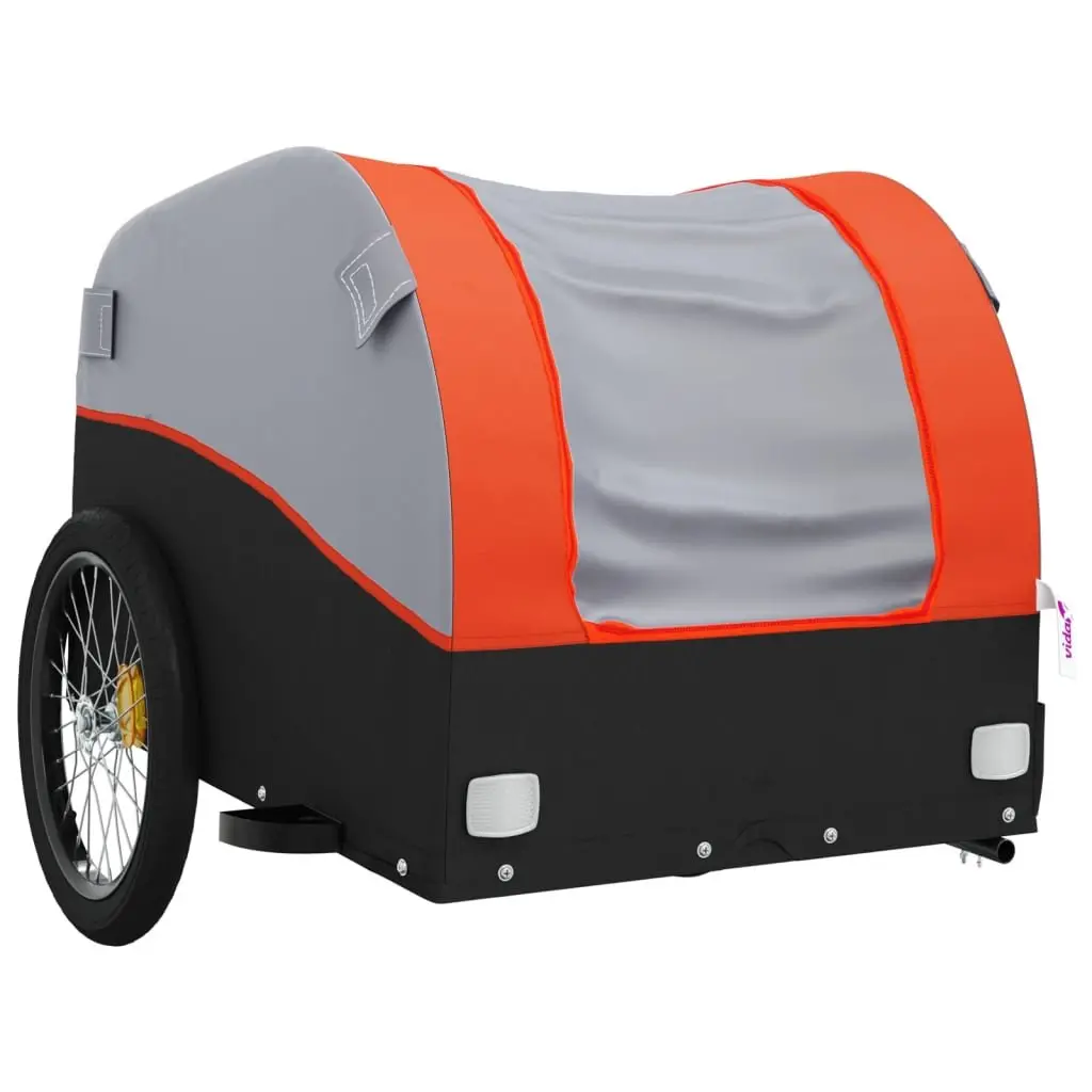 Bike Trailer 45kg Load Capacity Iron Frame Orange Black Cargo Hauling Cycling