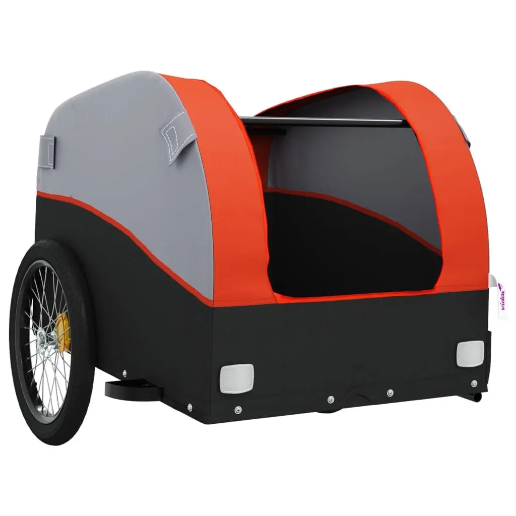 Bike Trailer 45kg Load Capacity Iron Frame Orange Black Cargo Hauling Cycling