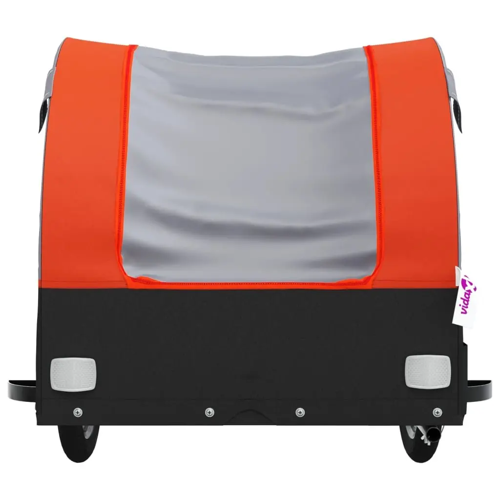 Bike Trailer 45kg Load Capacity Iron Frame Orange Black Cargo Hauling Cycling