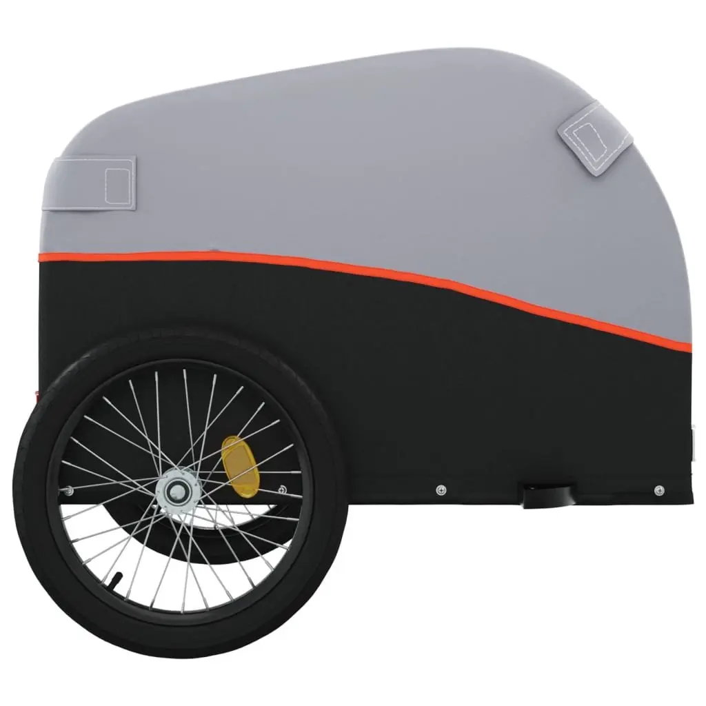Bike Trailer 45kg Load Capacity Iron Frame Orange Black Cargo Hauling Cycling