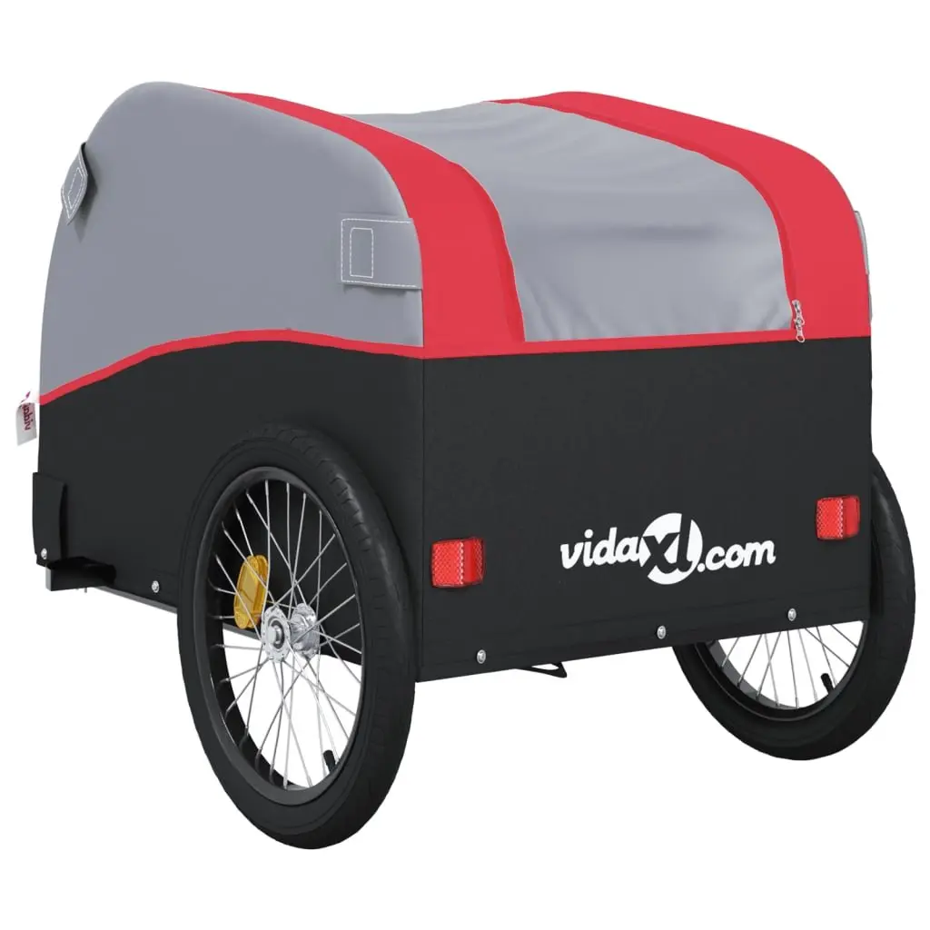 Heavy Duty Bicycle Cargo Trailer Iron Red 45kg Capacity for Hauling