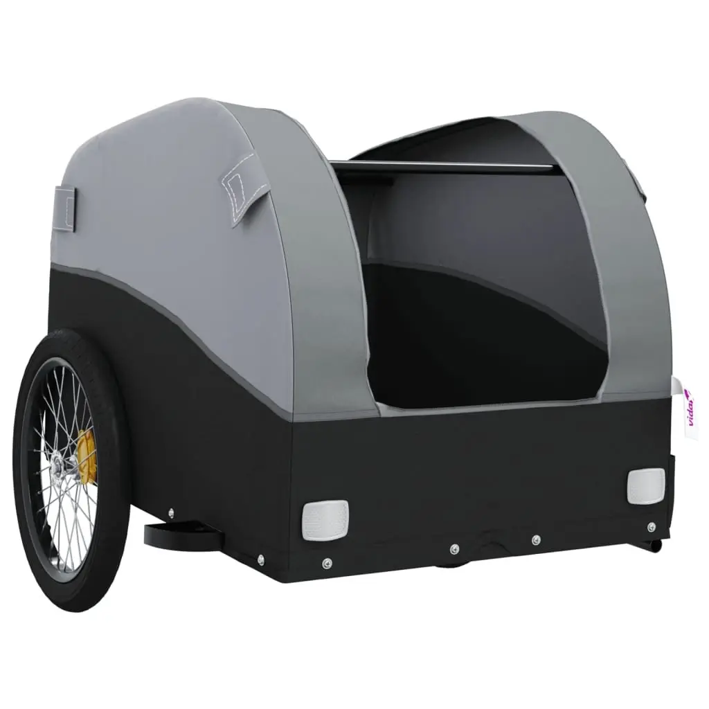 Bike Trailer Iron Grey Cargo Cart Heavy Duty Bicycle Hauling 45kg Load Capacity