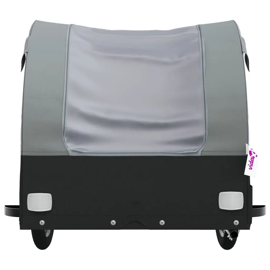 Bike Trailer Iron Grey Cargo Cart Heavy Duty Bicycle Hauling 45kg Load Capacity