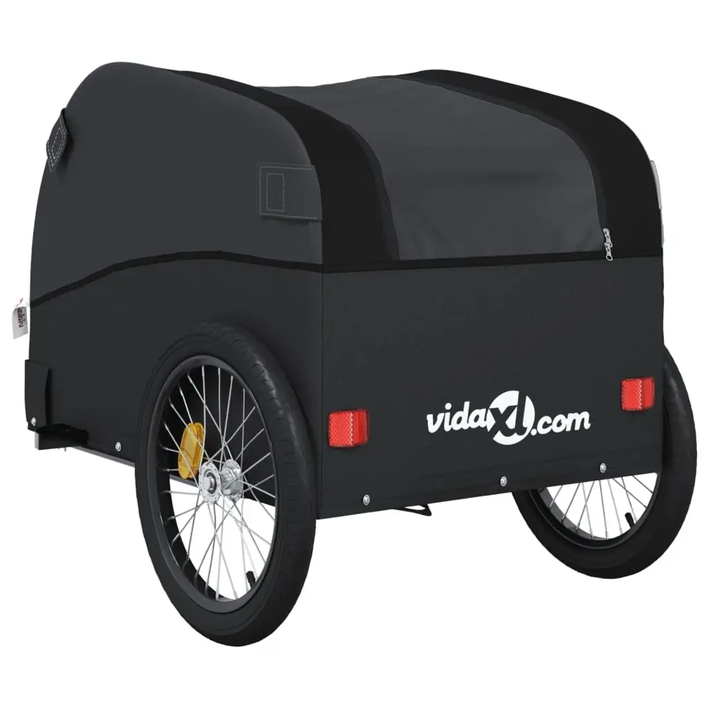 Bike Trailer Iron Black Heavy Duty Cargo Cart 45kg Capacity