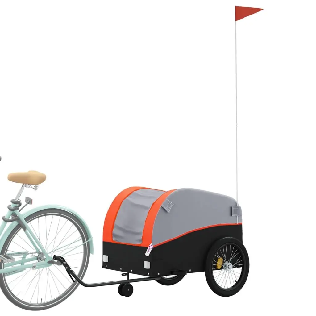 Bike Trailer Cargo Cart Iron Construction Orange 45 kg Capacity for Bicycle Hauling