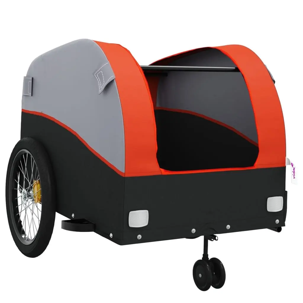 Bike Trailer Cargo Cart Iron Construction Orange 45 kg Capacity for Bicycle Hauling