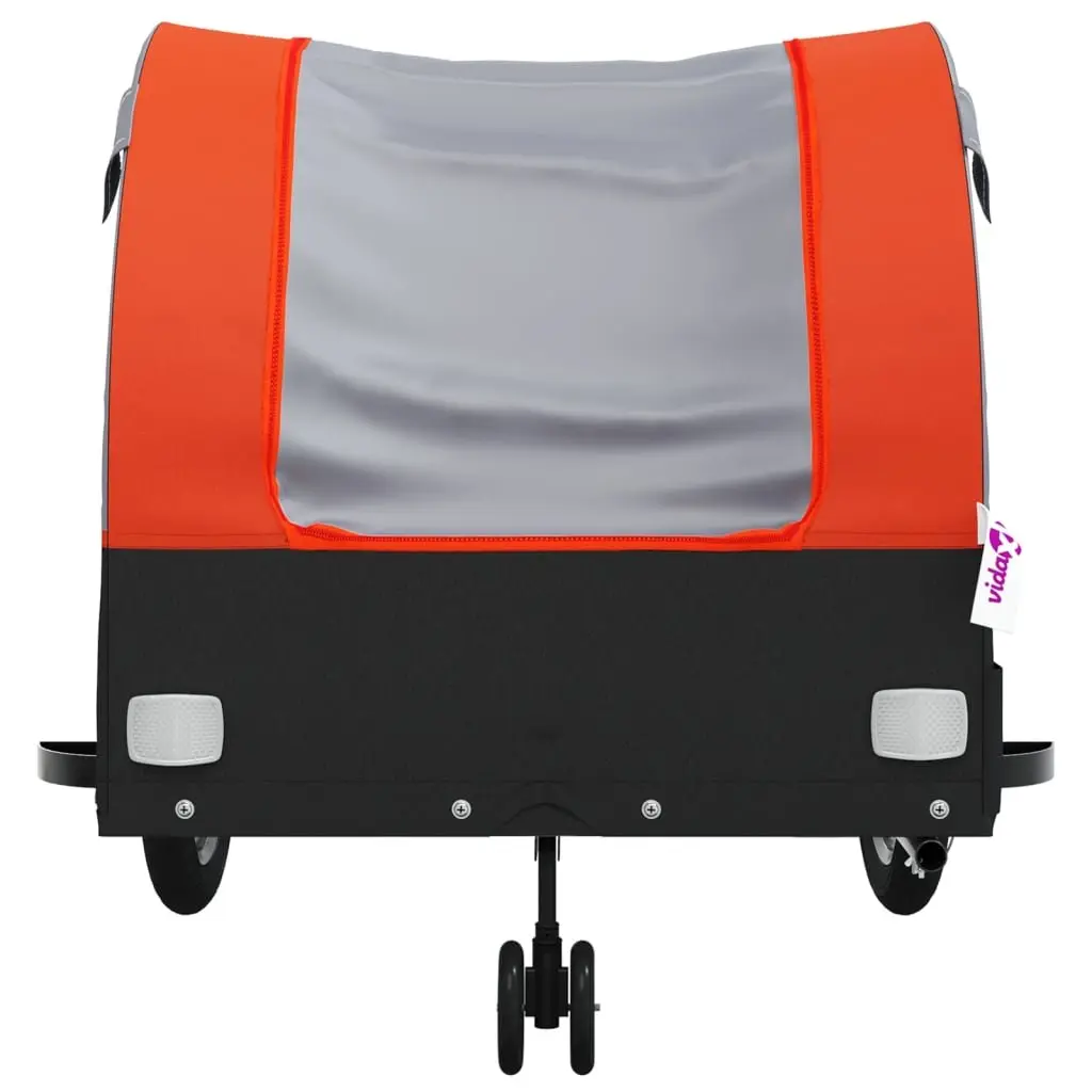 Bike Trailer Cargo Cart Iron Construction Orange 45 kg Capacity for Bicycle Hauling