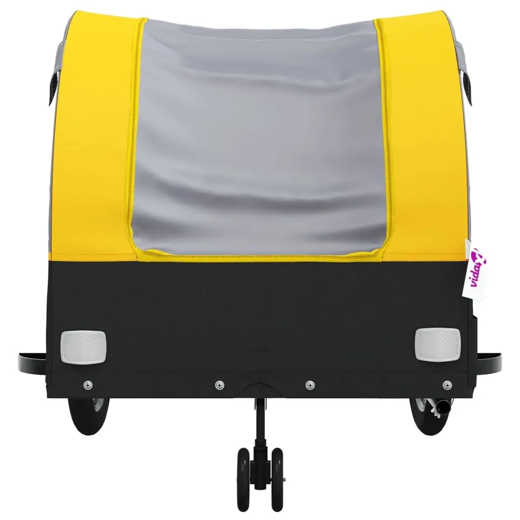 Bike Trailer Iron 45 kg Capacity Yellow Black Tow Bar Safety Flag Cargo