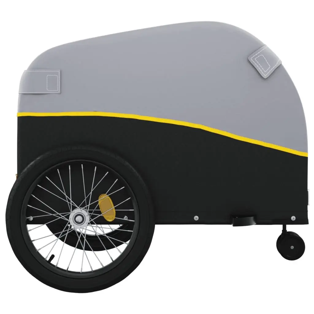 Bike Trailer Iron 45 kg Capacity Yellow Black Tow Bar Safety Flag Cargo