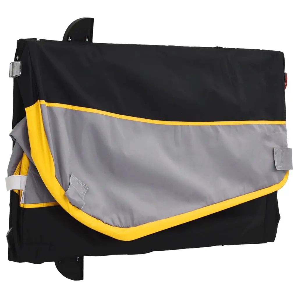 Bike Trailer Iron 45 kg Capacity Yellow Black Tow Bar Safety Flag Cargo