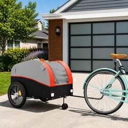 Versatile Orange Bike Trailer for Heavy Cargo Transport