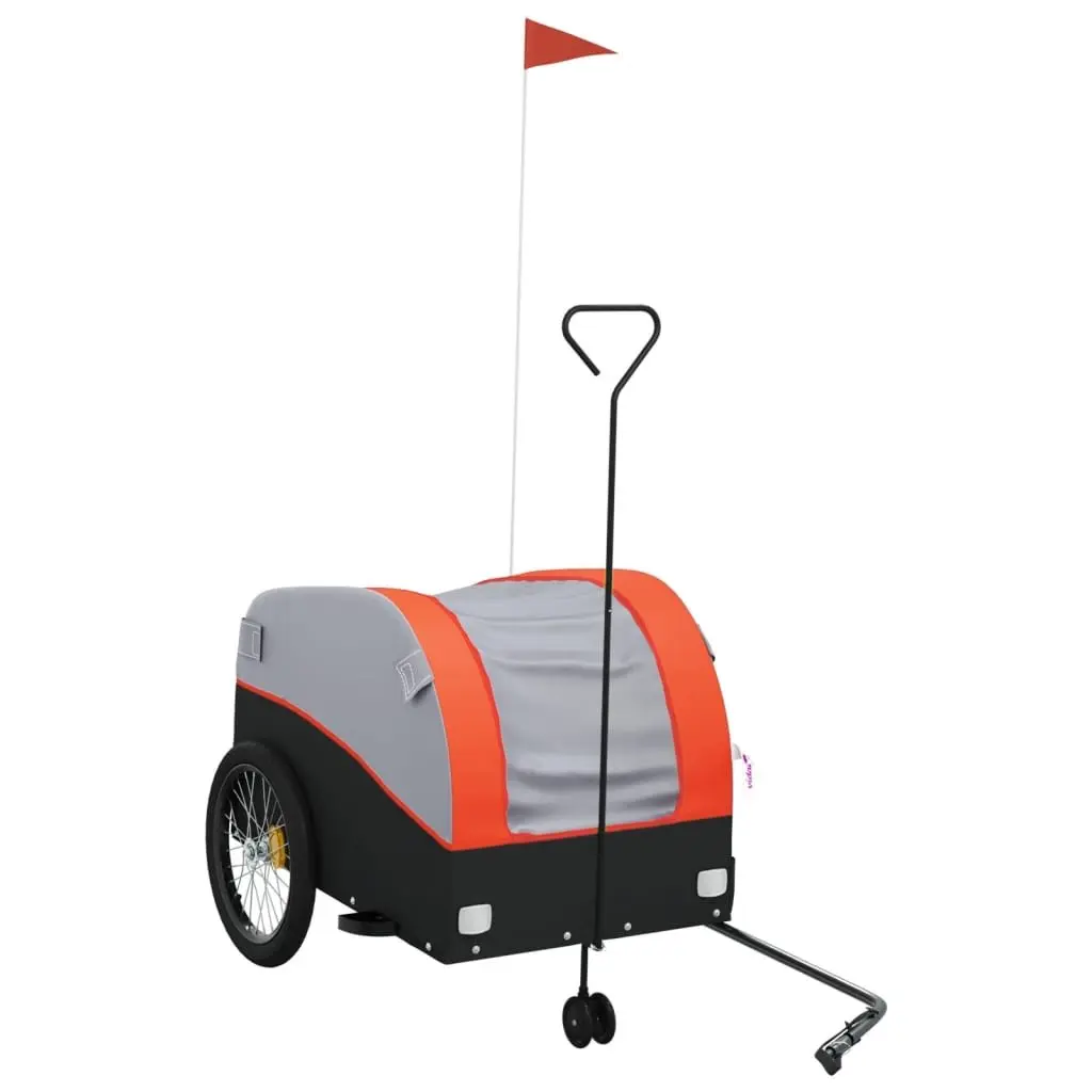 Bicycle Cargo Trailer Iron Orange 45kg Load Capacity Durable Hauling Cart with Tow Bar Connector
