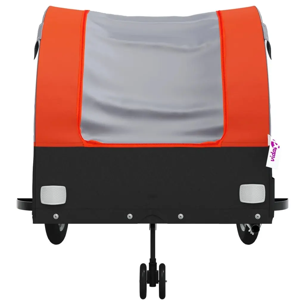 Bicycle Cargo Trailer Iron Orange 45kg Load Capacity Durable Hauling Cart with Tow Bar Connector
