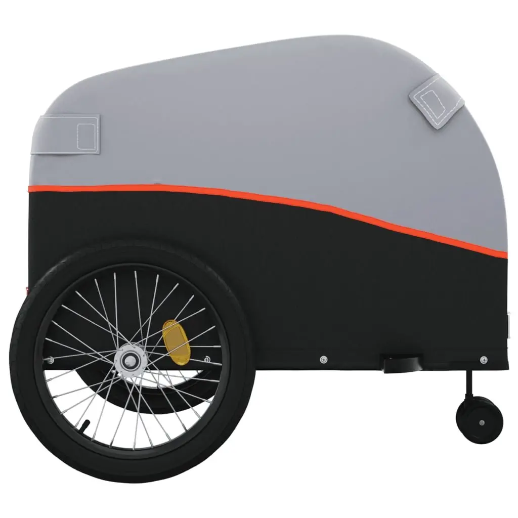 Bicycle Cargo Trailer Iron Orange 45kg Load Capacity Durable Hauling Cart with Tow Bar Connector