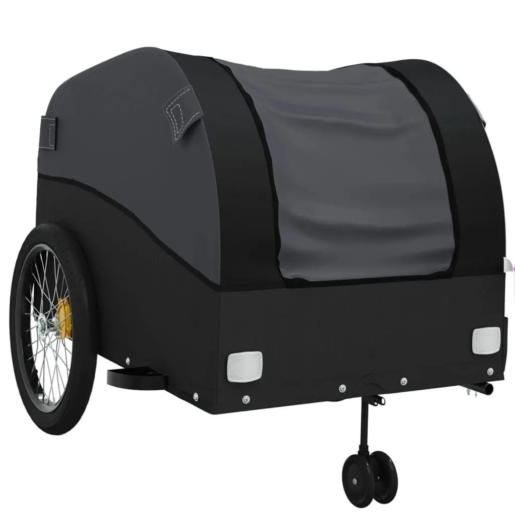 Black Bike Trailer 45kg Load Capacity Iron Cargo Cart Bicycle Hauling Heavy