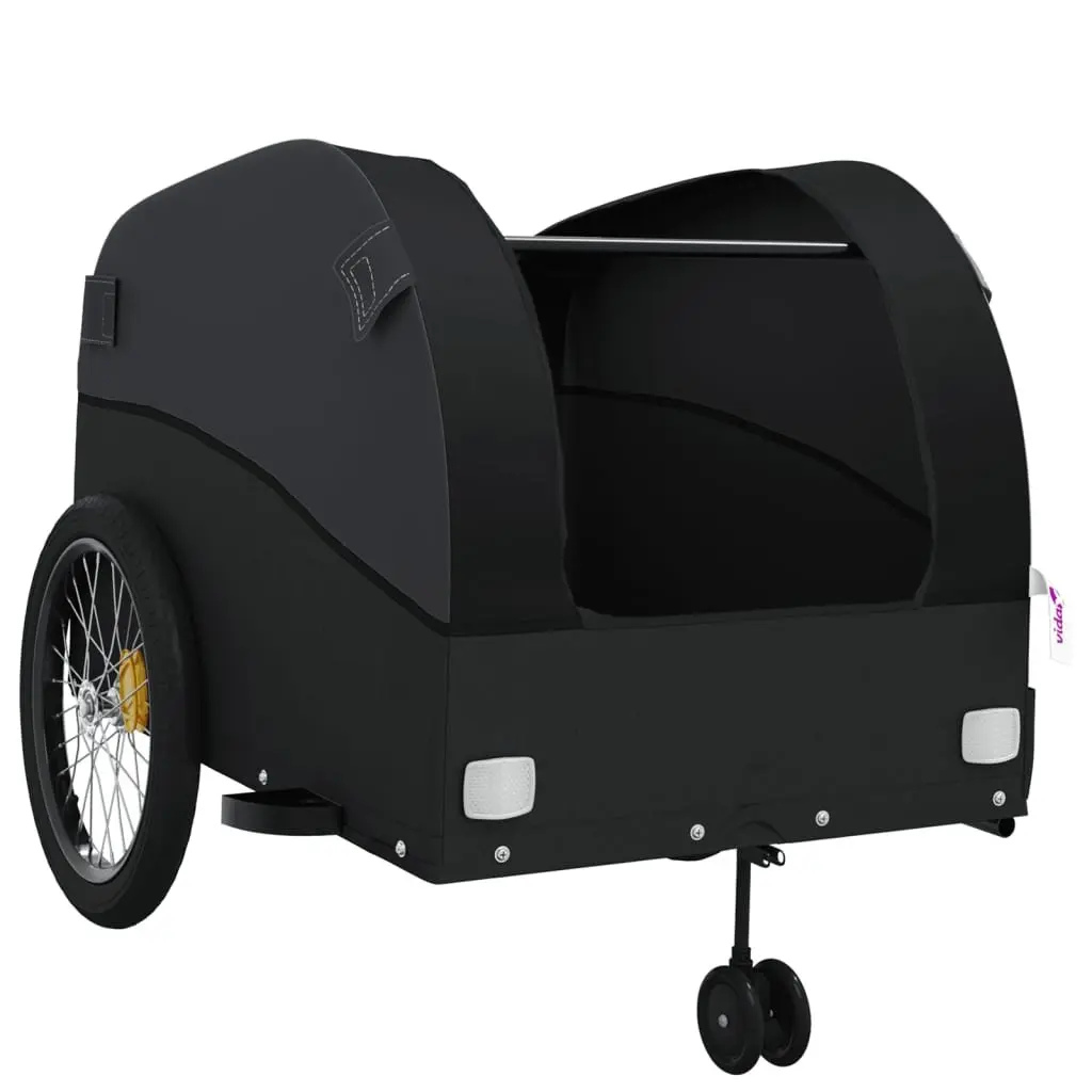 Black Bike Trailer 45kg Load Capacity Iron Cargo Cart Bicycle Hauling Heavy
