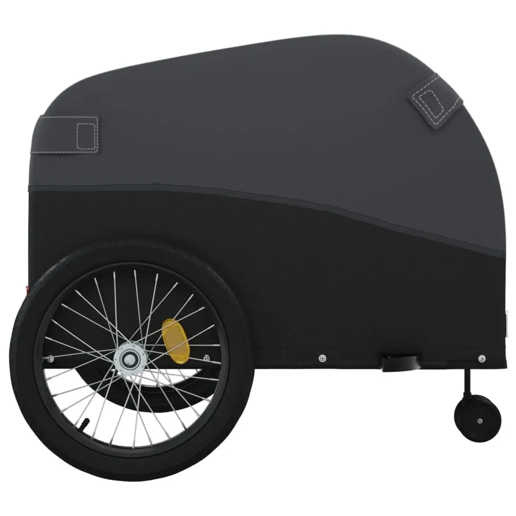 Black Bike Trailer 45kg Load Capacity Iron Cargo Cart Bicycle Hauling Heavy