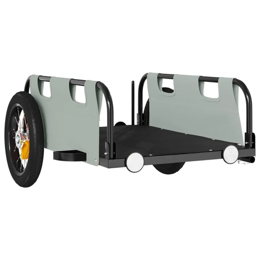 Bike Trailer Iron Frame Grey Oxford Fabric Cargo Transport