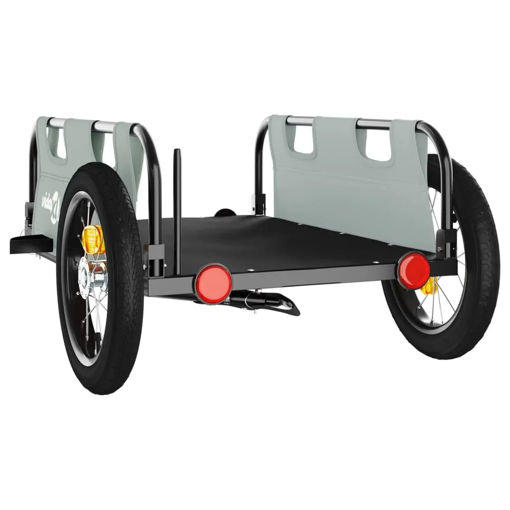 Bike Trailer Iron Frame Grey Oxford Fabric Cargo Transport