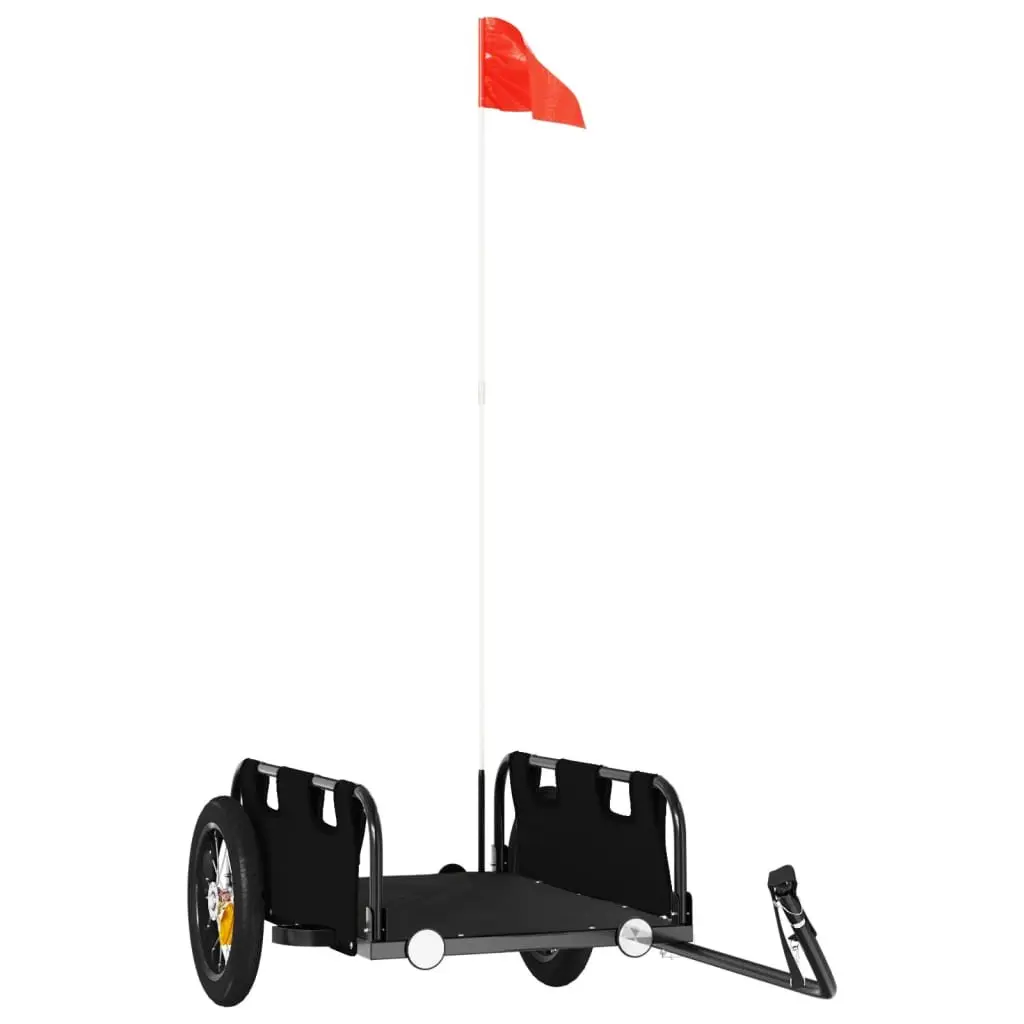 Bike Trailer Iron Frame Oxford Fabric Black Cargo Cart Bicycle Attachment