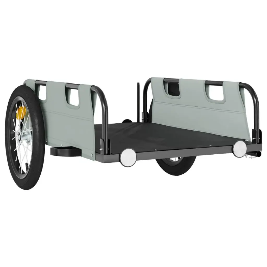Bike Trailer Grey Oxford Fabric Iron Frame Cargo Cart Bicycle Attachment