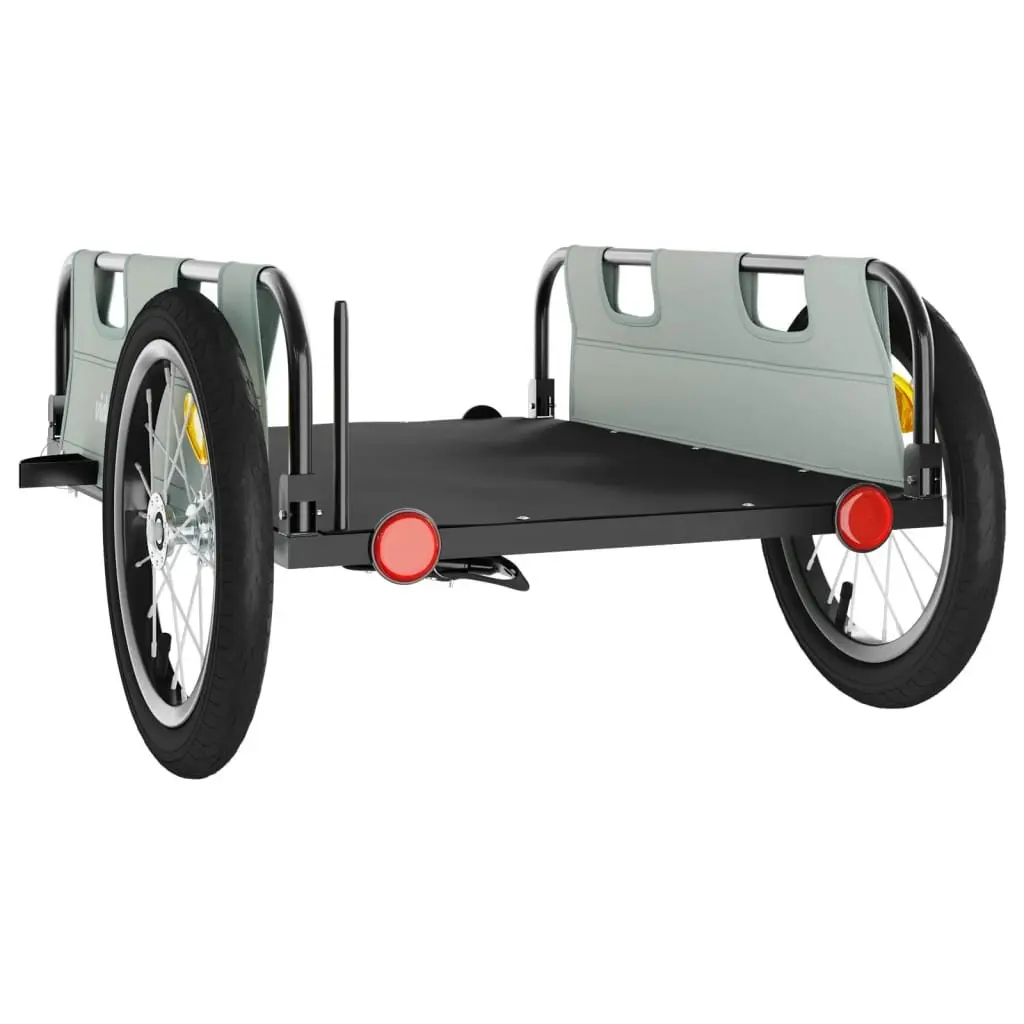 Bike Trailer Grey Oxford Fabric Iron Frame Cargo Cart Bicycle Attachment