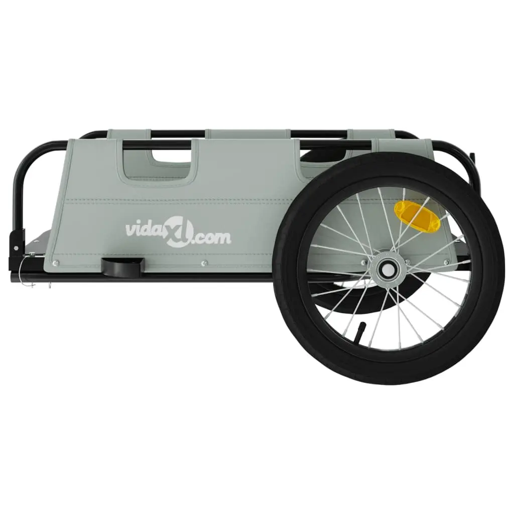 Bike Trailer Grey Oxford Fabric Iron Frame Cargo Cart Bicycle Attachment