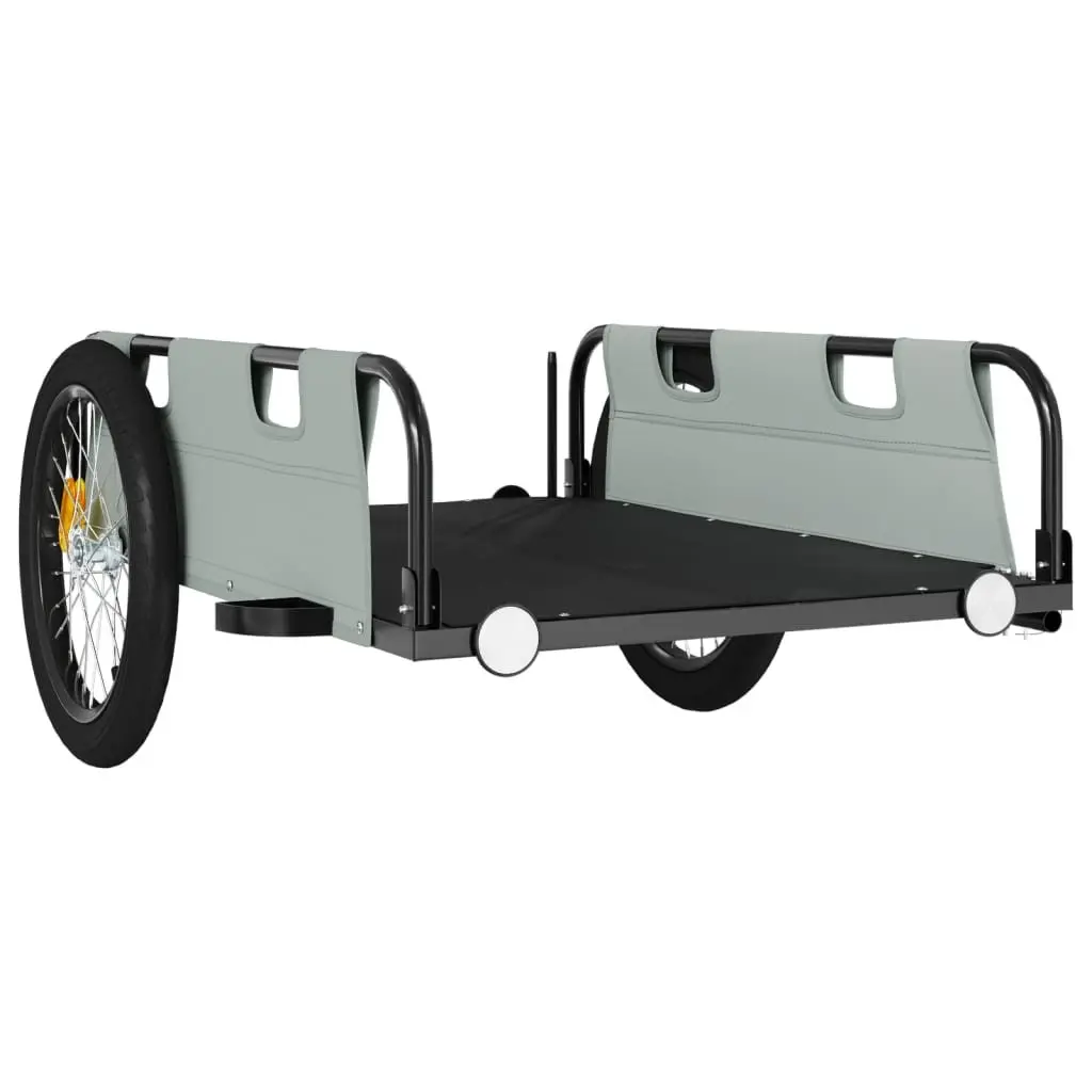 Bicycle Trailer Iron Construction Grey Oxford Fabric Two Wheels Reflectors Flag