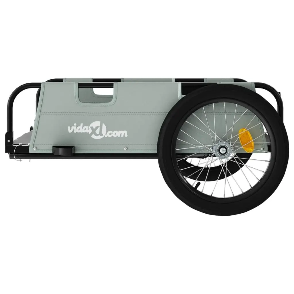 Bicycle Trailer Iron Construction Grey Oxford Fabric Two Wheels Reflectors Flag
