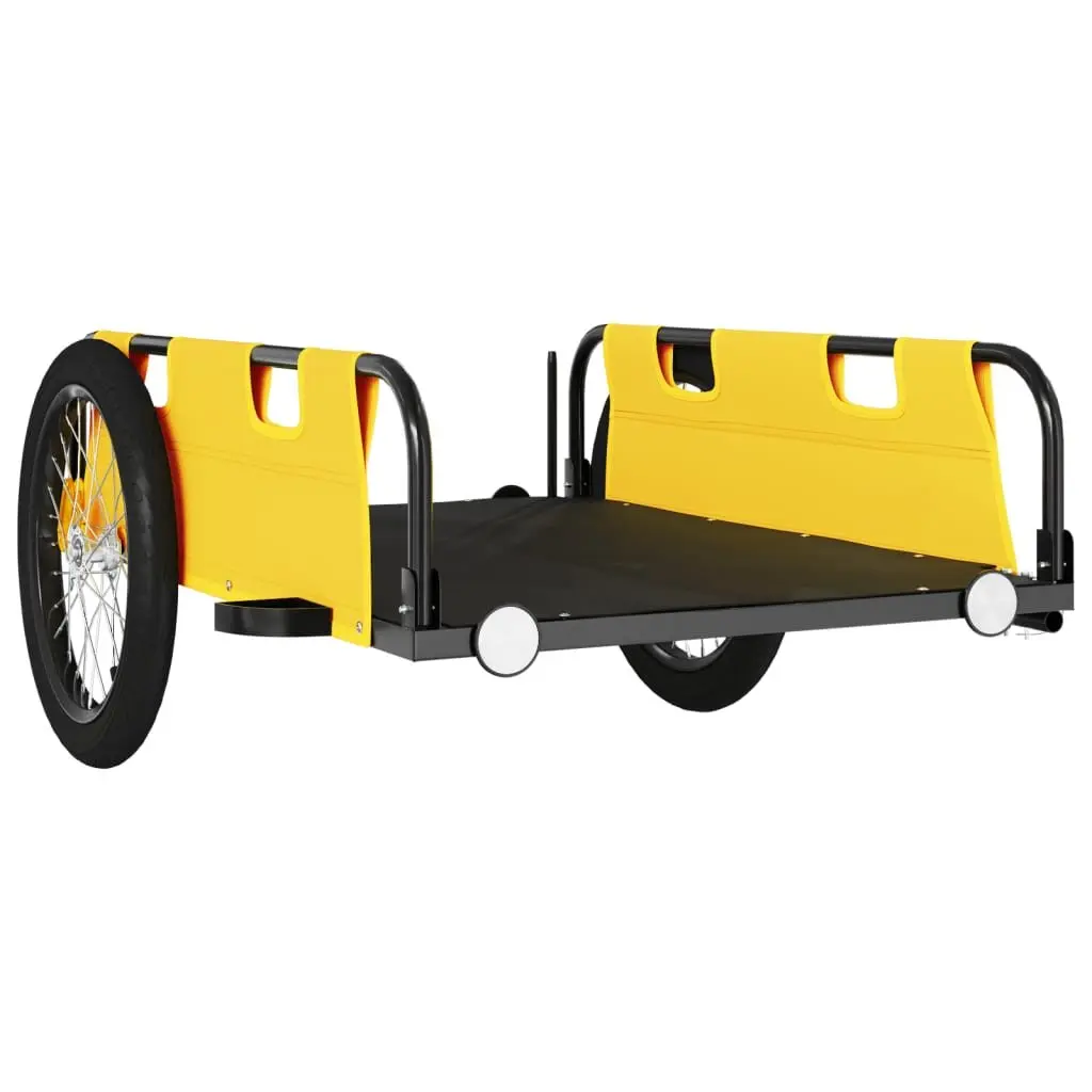Bicycle Cargo Trailer Iron Frame Yellow Water Resistant Oxford Fabric for Transport