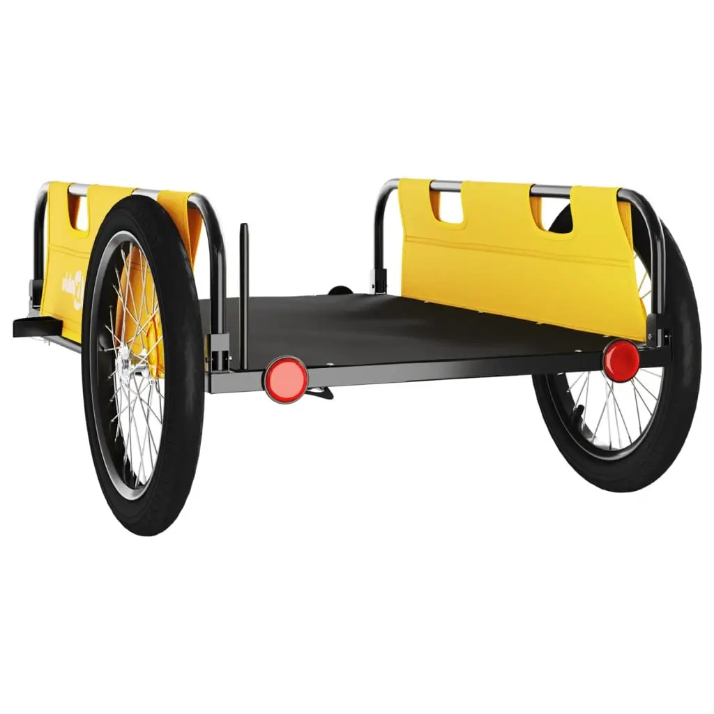 Bicycle Cargo Trailer Iron Frame Yellow Water Resistant Oxford Fabric for Transport