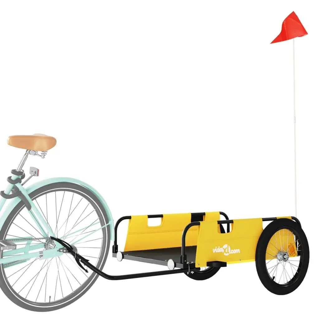 Bicycle Cargo Trailer Iron Frame Yellow Water Resistant Oxford Fabric for Transport